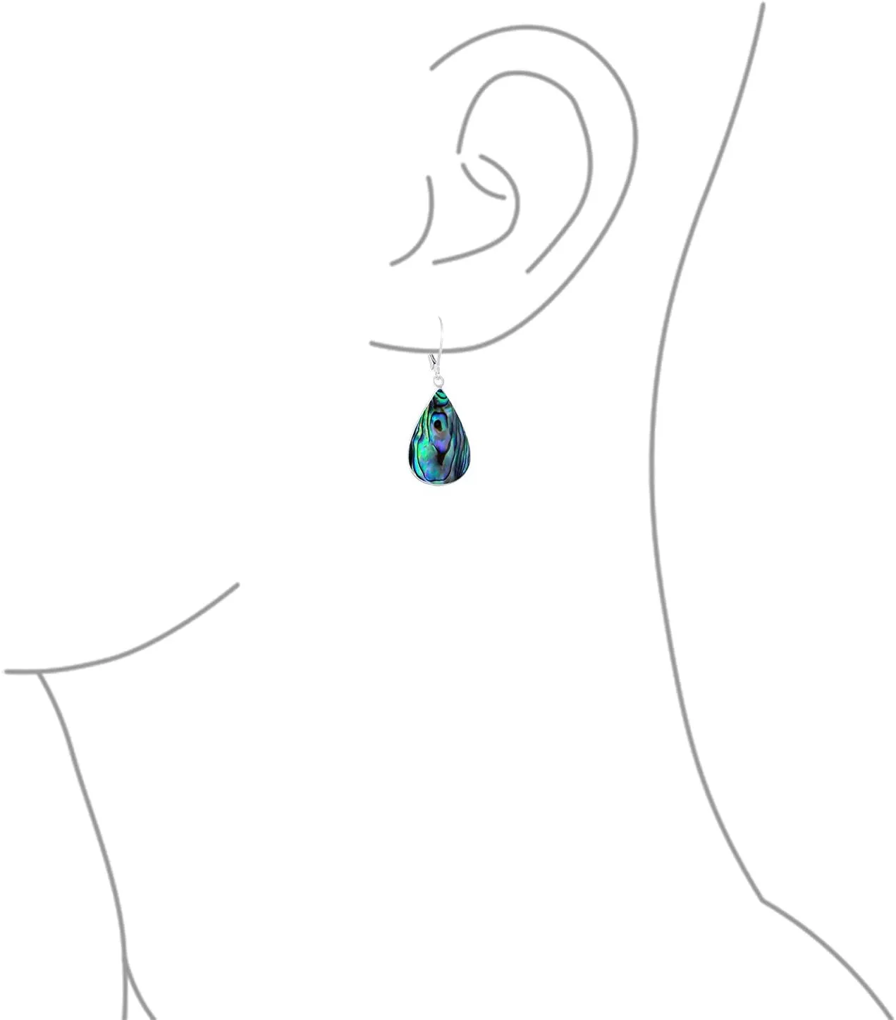 Simplistic Boho Fashion Gemstone Inlay Long Flat Teardrop Shaped Dangle Earrings Western Style For Women Teens .925 Sterling Silver Fish Hook Wire Threader