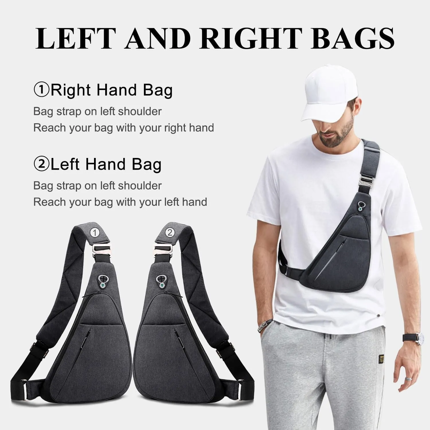 Sling Bag Small Waterproof Shoulder Backpack For Travel Hiking Anti-Thief Crossbody Chest Daypack Personal Pocket Bag