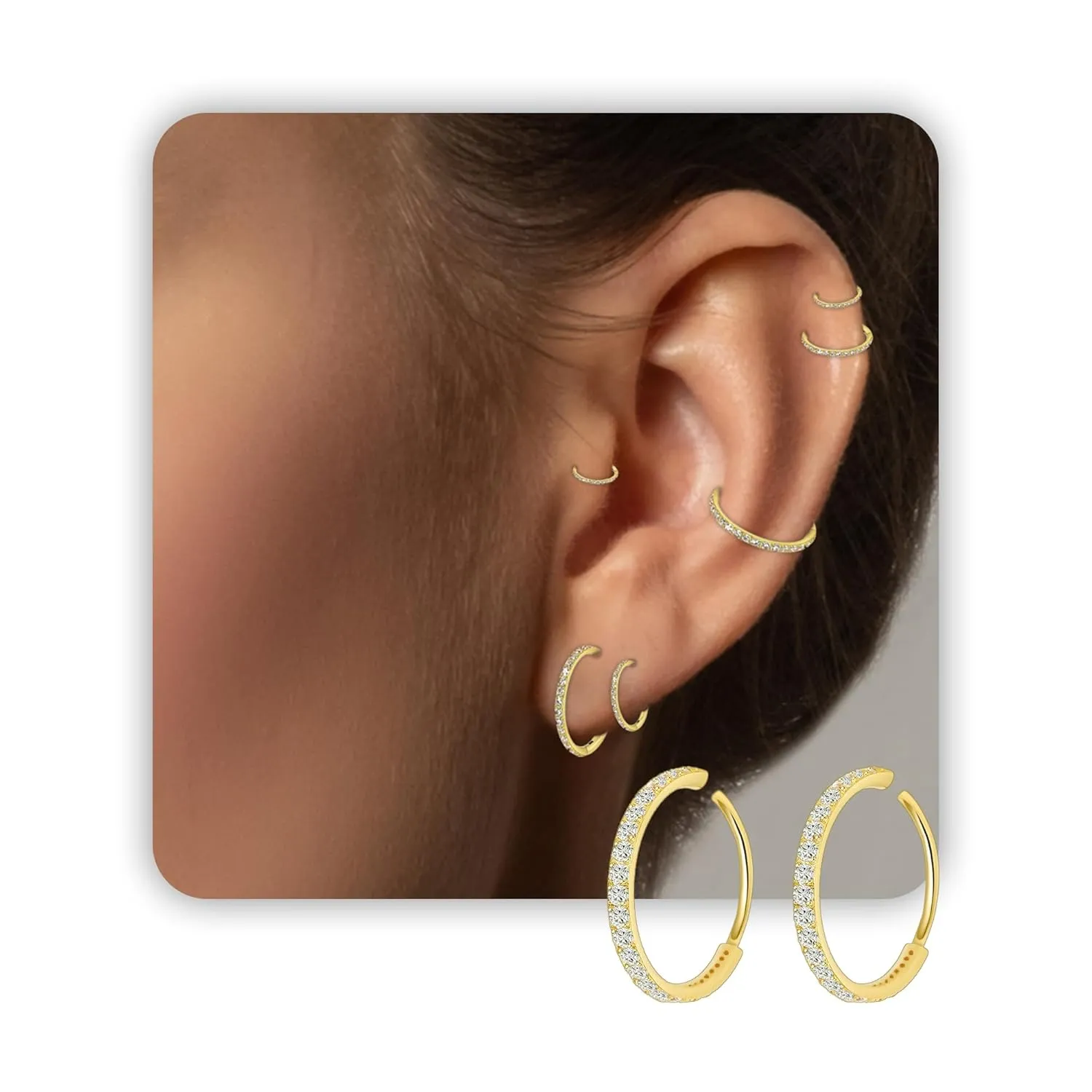 Small Gold Hoop Earrings as Prom Conch Piercing Jewelry for Women, 12mm 14k Gold Huggie Hoop Earrings with Cubic Zirconia Earrings for Girls, 20g Gold Cartilage Piercing Jewelry for Daily Wear