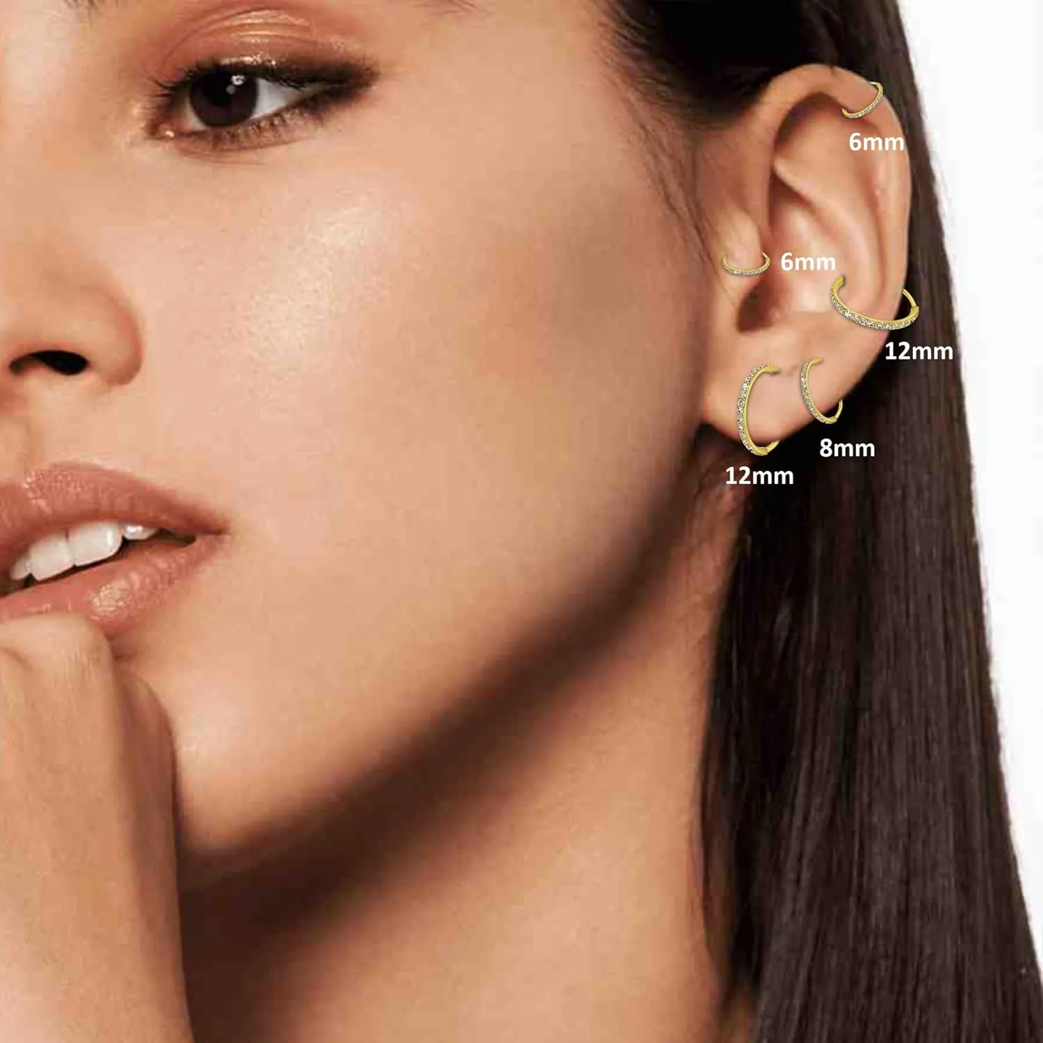 Small Gold Hoop Earrings as Prom Conch Piercing Jewelry for Women, 12mm 14k Gold Huggie Hoop Earrings with Cubic Zirconia Earrings for Girls, 20g Gold Cartilage Piercing Jewelry for Daily Wear