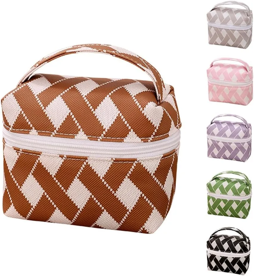 Small Makeup Bag - Cute PU Leather Mini Cosmetic Bag Travel Makeup Bag