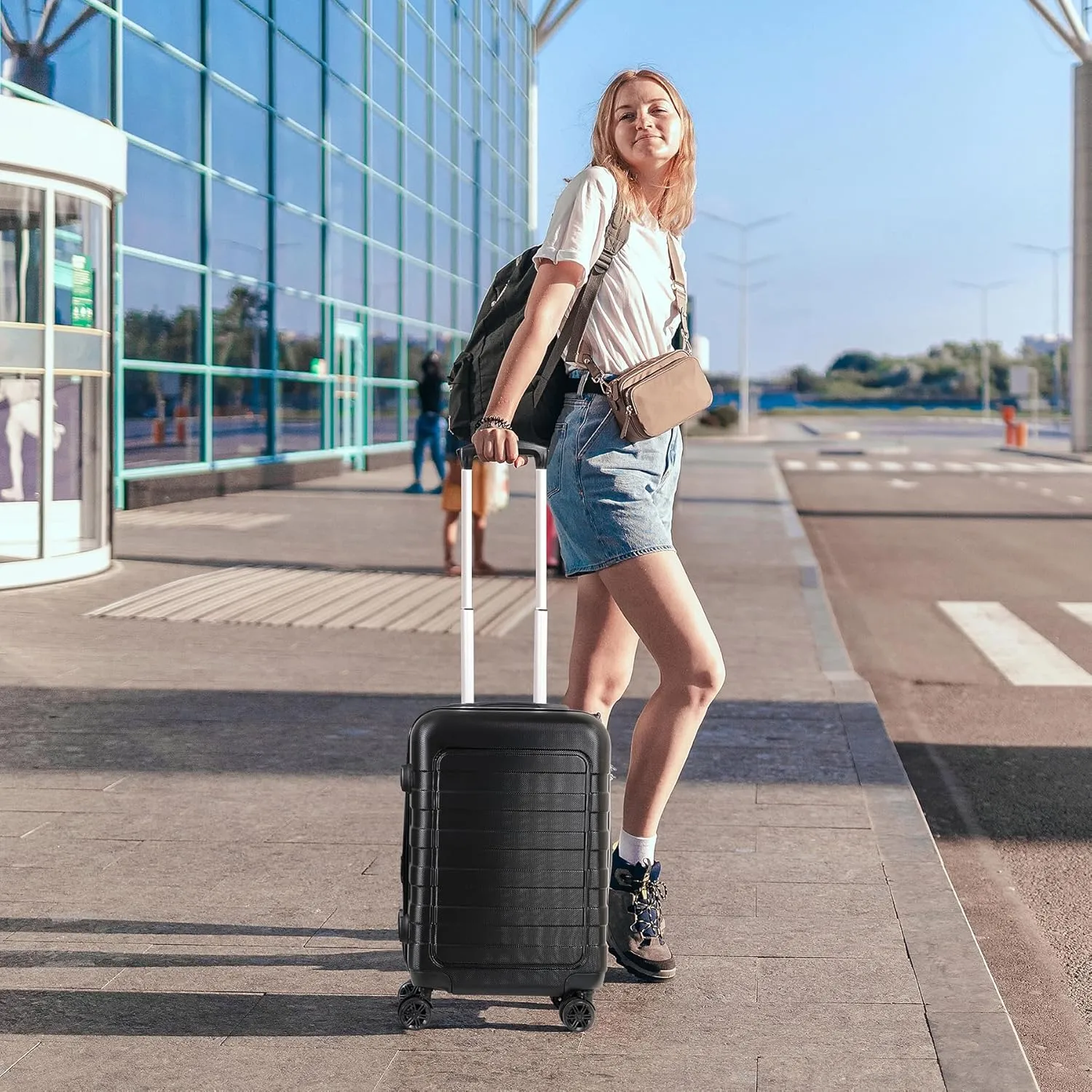 Smartxchoices 21" Expandable Luggage Spinner Suitcase Carry-On Luggage Hard Shell Built-In TSA lock, 4-Wheel Suitcase Bag