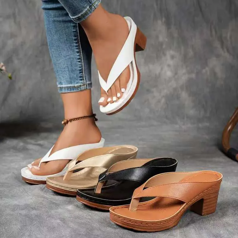 Sommar Flip Flops med hg klack fr kvinnor