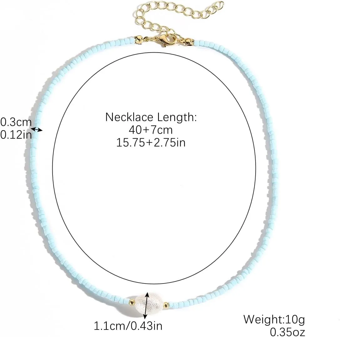 Spevert Handmade Colorful Pearl Beaded Shell Necklace for Women Hawaiian Summer Natural Shell Collar Beach Choker Jewelry