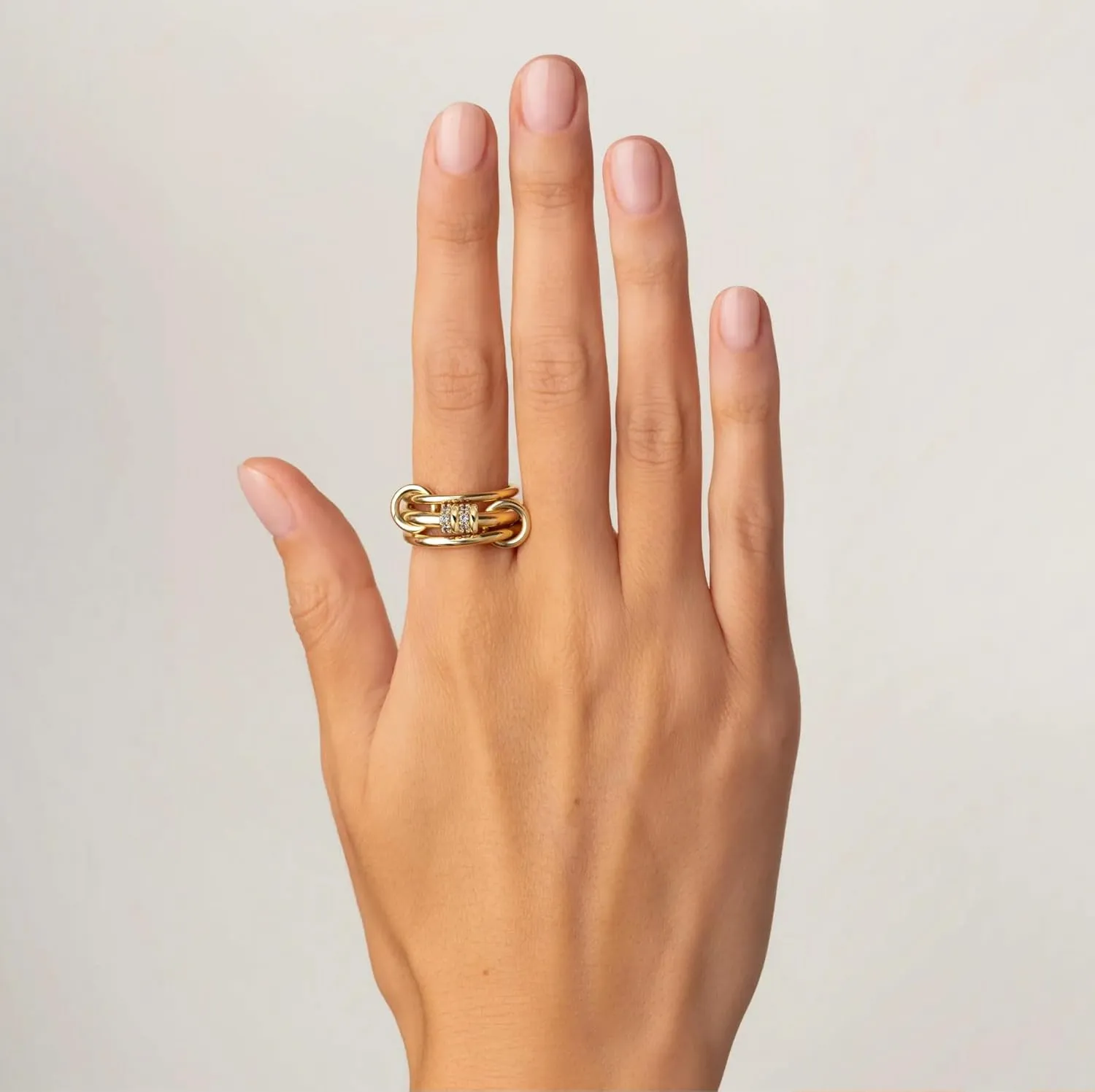 Stackable Gold Rings for Women, 18K Gold Plated Cubic Zirconia Statement Rings, Non Tarnish Ring Set, Dainty Gold Rings for Women, Trendy Fashion Chunky Stacking Rings