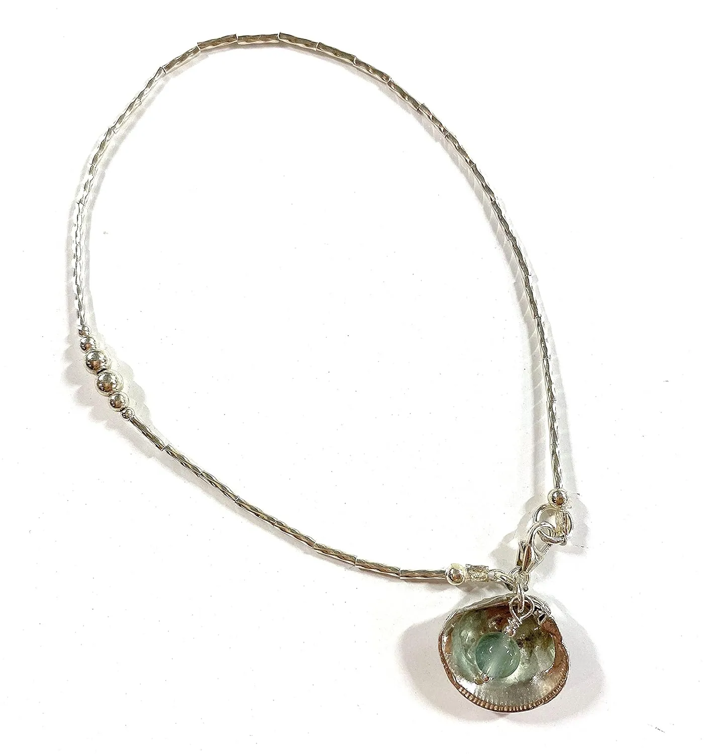 Sterling Silver Shell with Apatite Gemstone Anklet