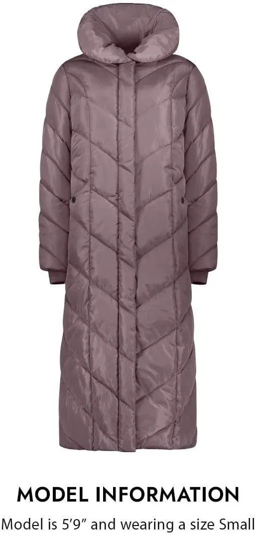 Steve Madden Women's Long Chevron Maxi Puffer Coat