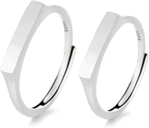 Stylish Silver Couple Rings Adornment Stylish Message Projection Rings Adjustable Rings in Silver