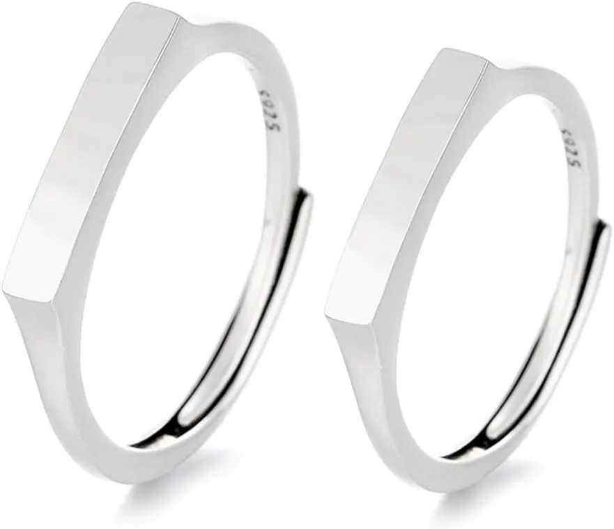 Stylish Silver Couple Rings Adornment Stylish Message Projection Rings Adjustable Rings in Silver
