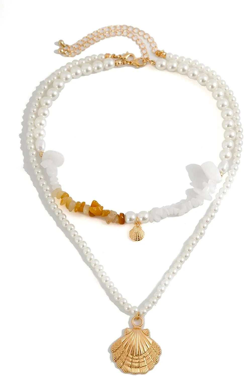 Summer Beach Shell Necklace for Women - Bohemian Seashell Starfish Conch Turtle Charms Choker Necklace Holiday Beach Surfer Jewelry