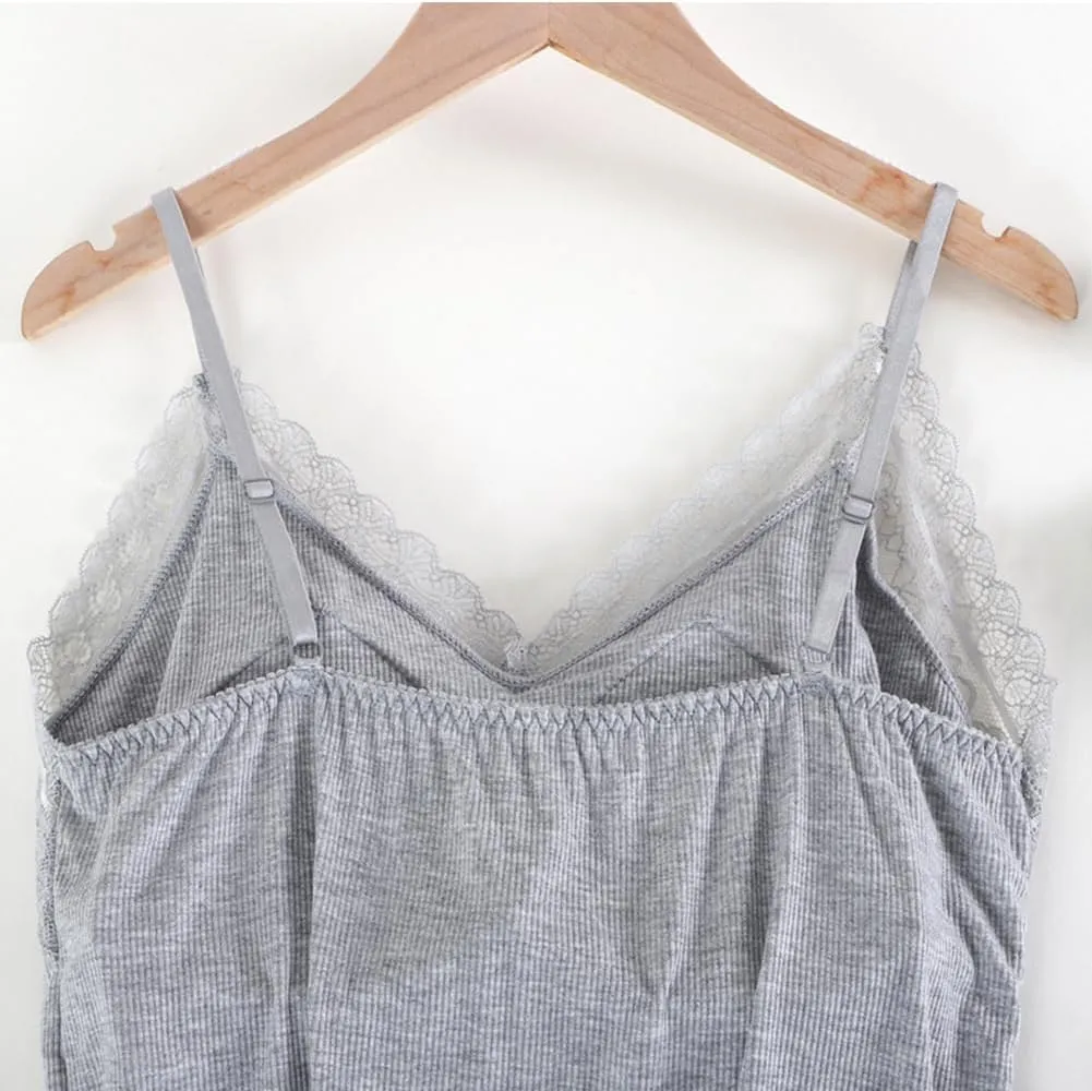 Summer New Camisoles Built in Bra for Women Tank Tops Spaghetti Strap Pajamas Camis Top