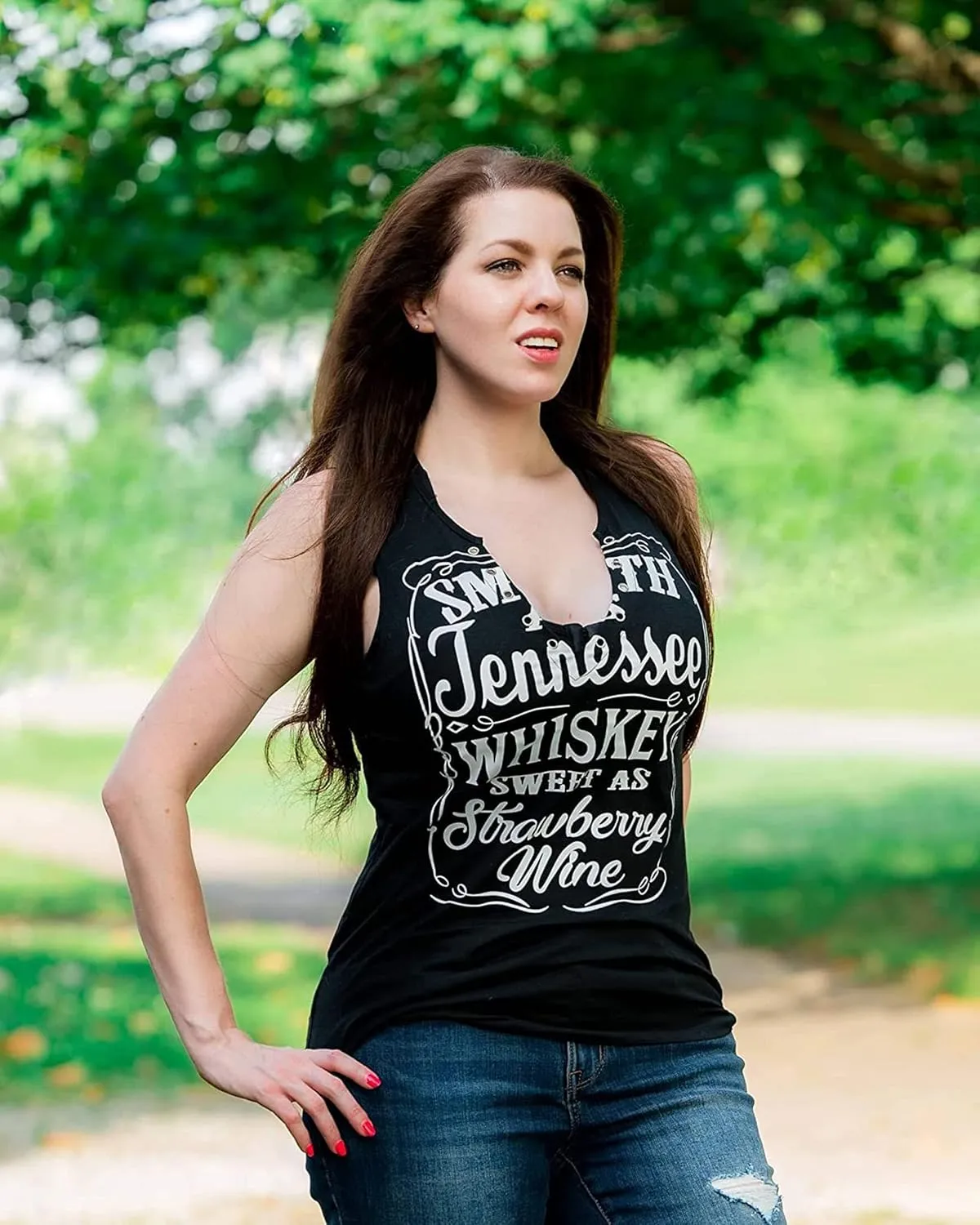Summer Sexy V Neck Tank Tops for Women Casual Loose Fit Sleeveless T Shirts Country Music Ring Hole Basic Shirts Tanks