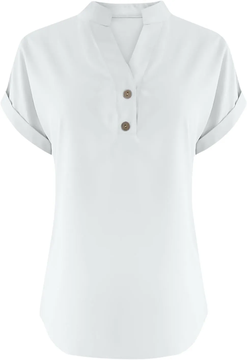 Summer Tops for Women 2025 Trendy Short Sleeve Cotton Linen Shirt Casual Button v Neck Tunic Blouses Outfits