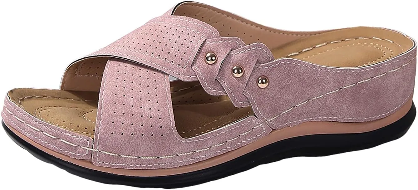 Summer Versatile Sandals for Women Casual Summer Women Wedge Heels Shoes Orthopedic Sandals with Arch Support