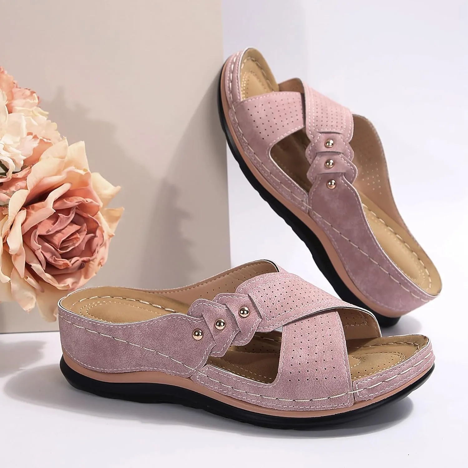 Summer Versatile Sandals for Women Casual Summer Women Wedge Heels Shoes Orthopedic Sandals with Arch Support