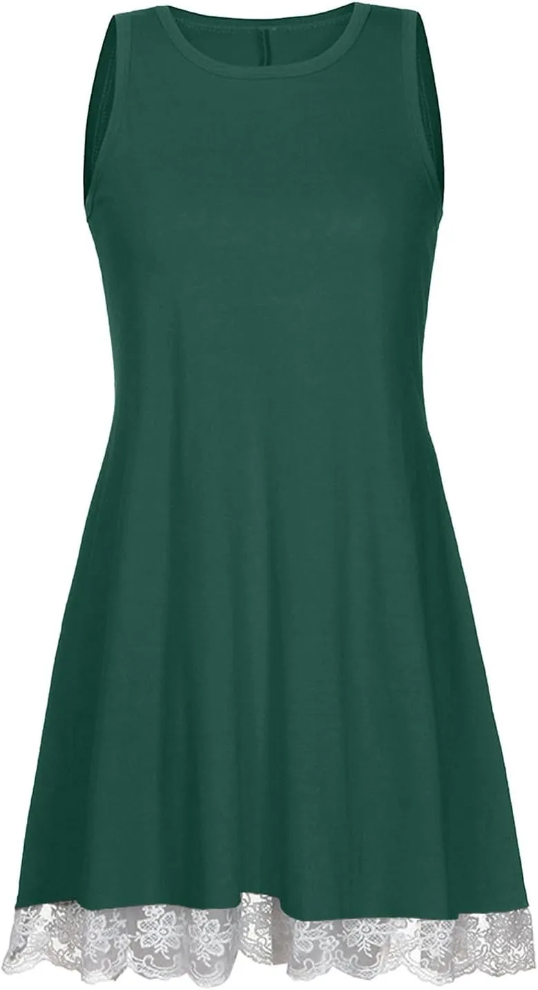 Sun Dresses for Women Casual Sleeveless Solid Ruffle Mini Dress with Pockets Summer Fashion Beach Party Dress 2024