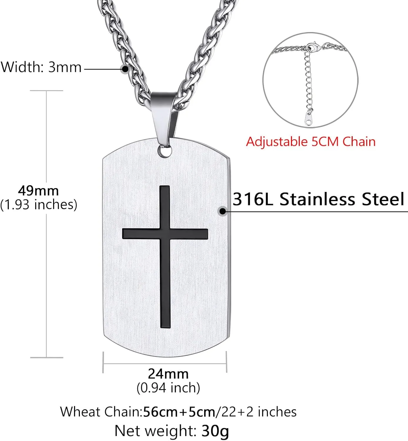 Supcare Mens Dog Tag Necklace with Cross,Shield/Round Engraved Inspiration Jewelry Gifts for Son Men (Gift Wrapped)