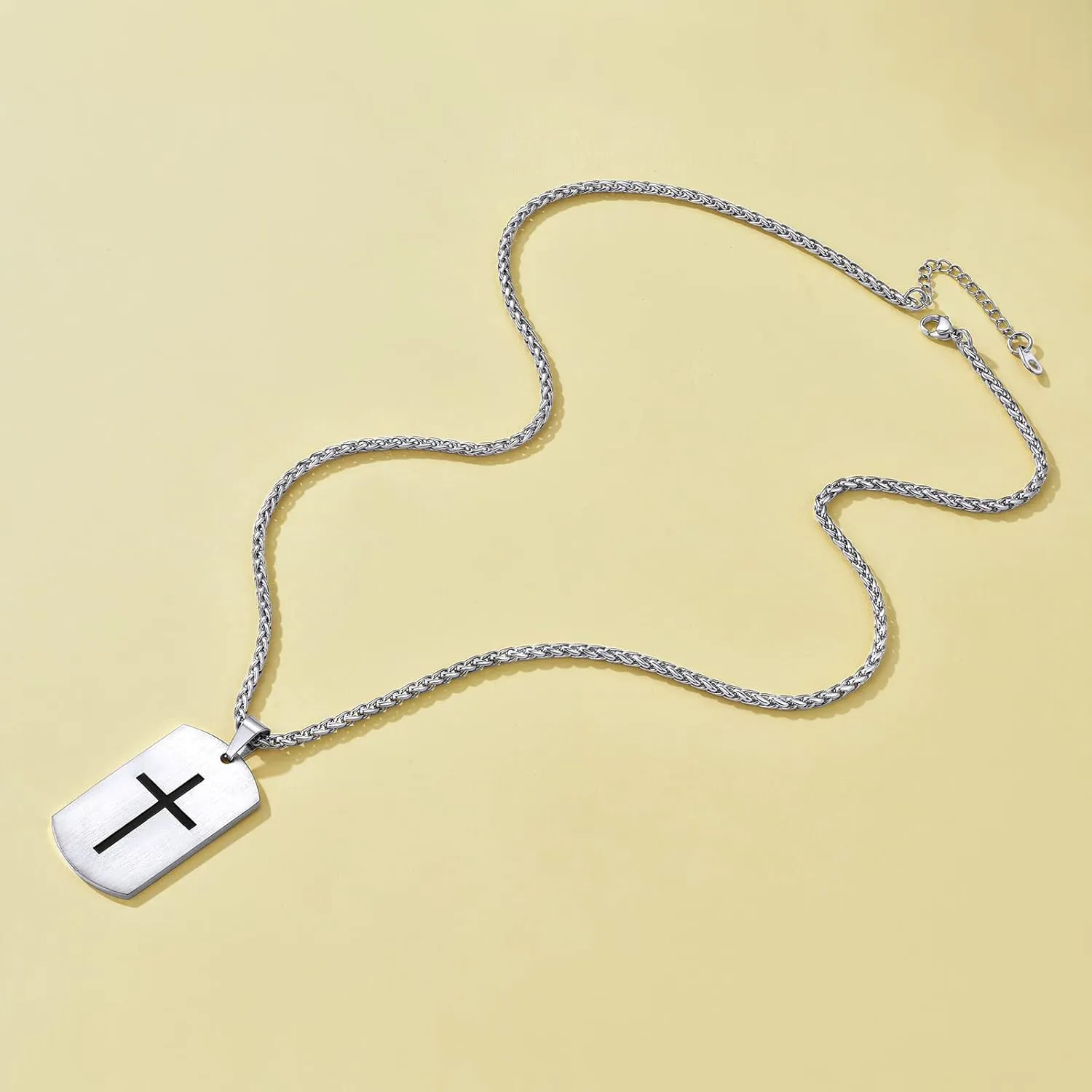 Supcare Mens Dog Tag Necklace with Cross,Shield/Round Engraved Inspiration Jewelry Gifts for Son Men (Gift Wrapped)
