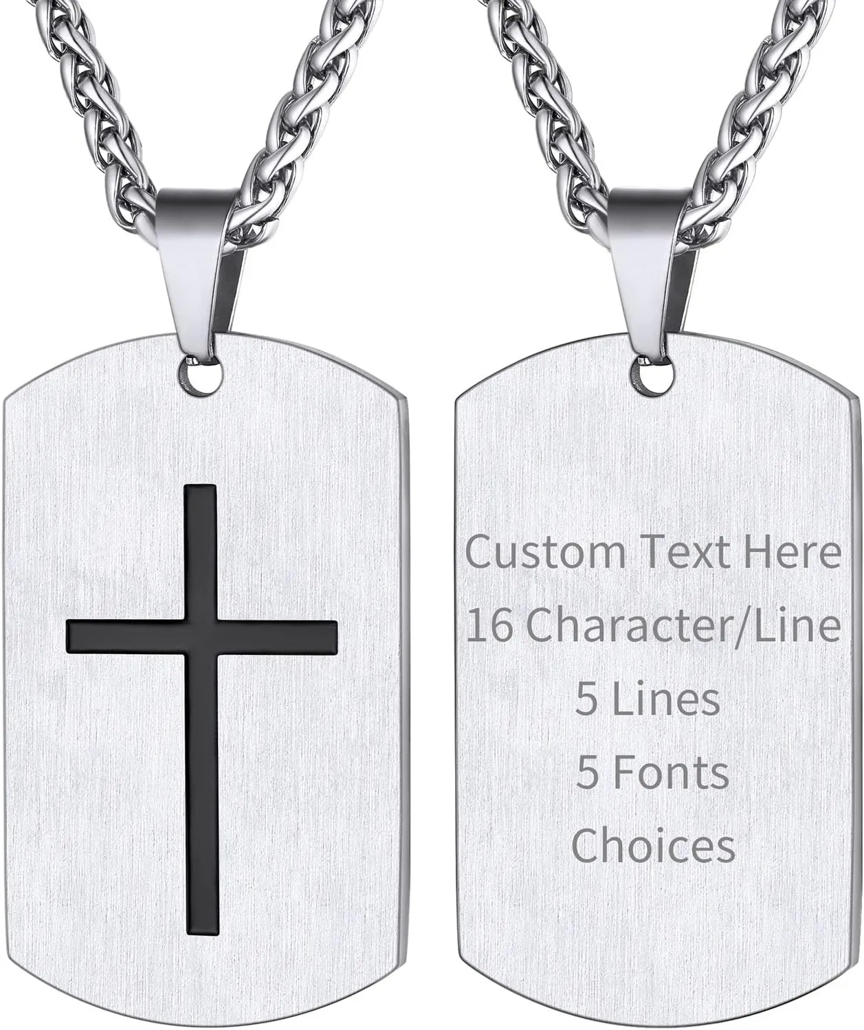 Supcare Mens Dog Tag Necklace with Cross,Shield/Round Engraved Inspiration Jewelry Gifts for Son Men (Gift Wrapped)