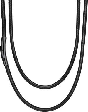 Suplight Waterproof Braided Leather Cord Chain Necklace for Men Women, Woven Wax Rope Chain for Pendant, Leather Necklaces Customize Available with Strong Clasp, 2/3mm Width 16" 18" 20"...30" Length