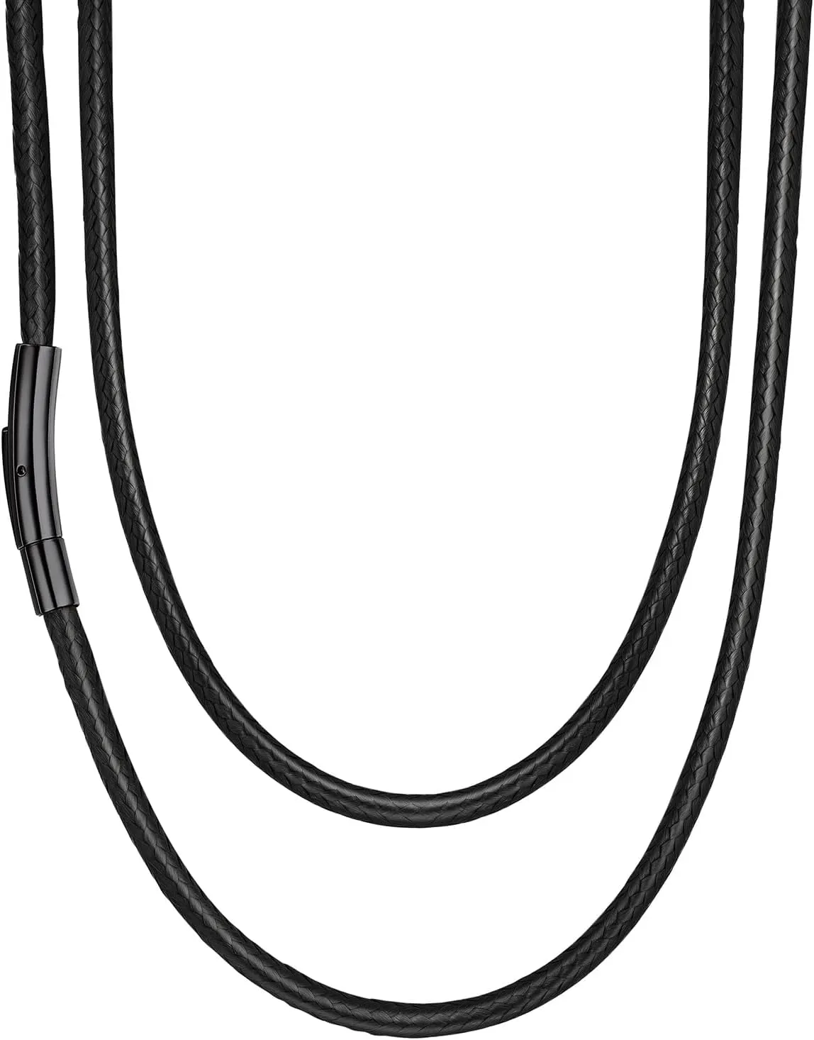Suplight Waterproof Braided Leather Cord Chain Necklace for Men Women, Woven Wax Rope Chain for Pendant, Leather Necklaces Customize Available with Strong Clasp, 2/3mm Width 16" 18" 20"...30" Length