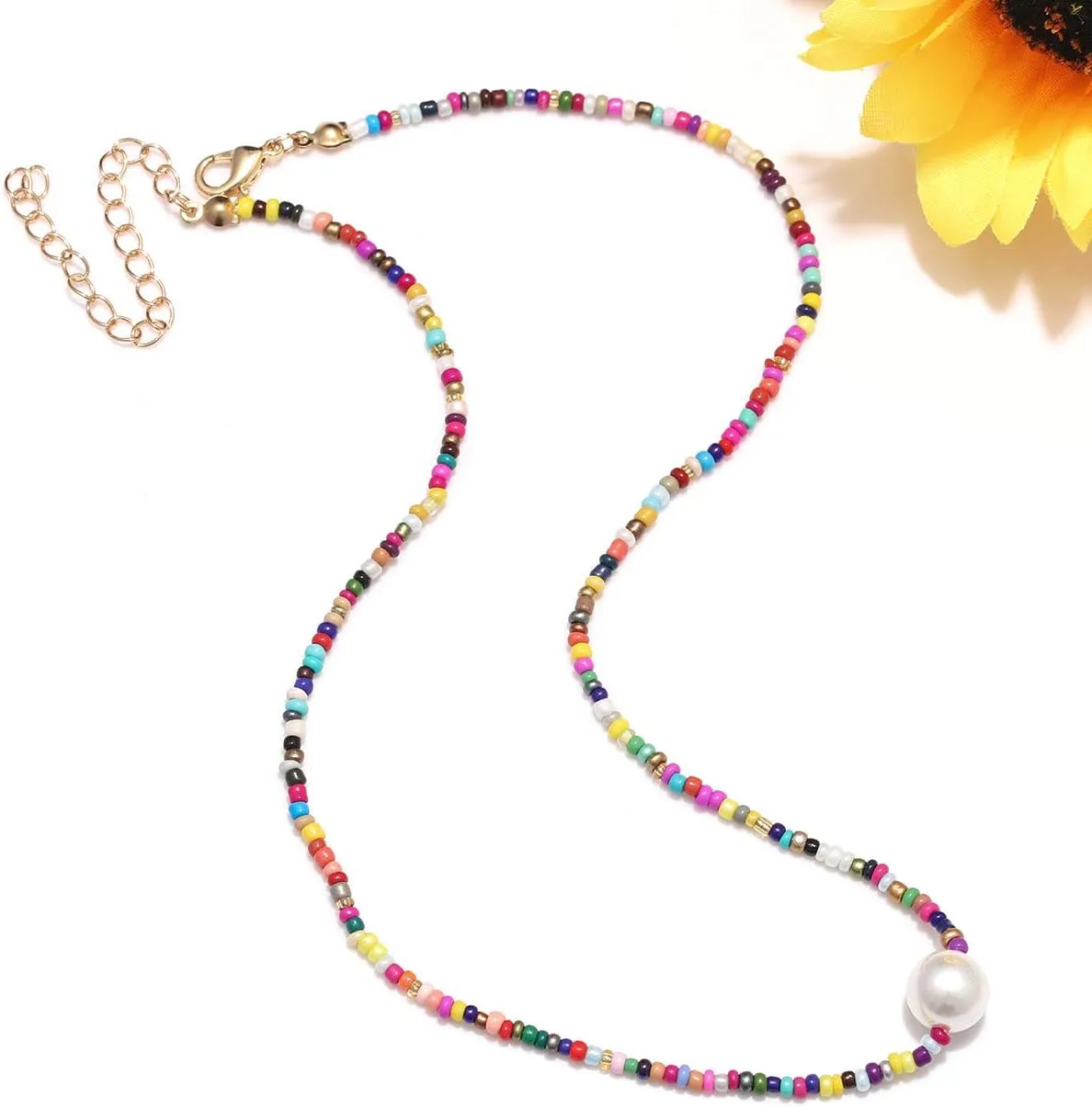 Surfer Heishi Bead Choker Necklace for Woman Star Pearl Polymer Clay Record Disc Beads Layered Necklace Boho Beach Necklace jewelry