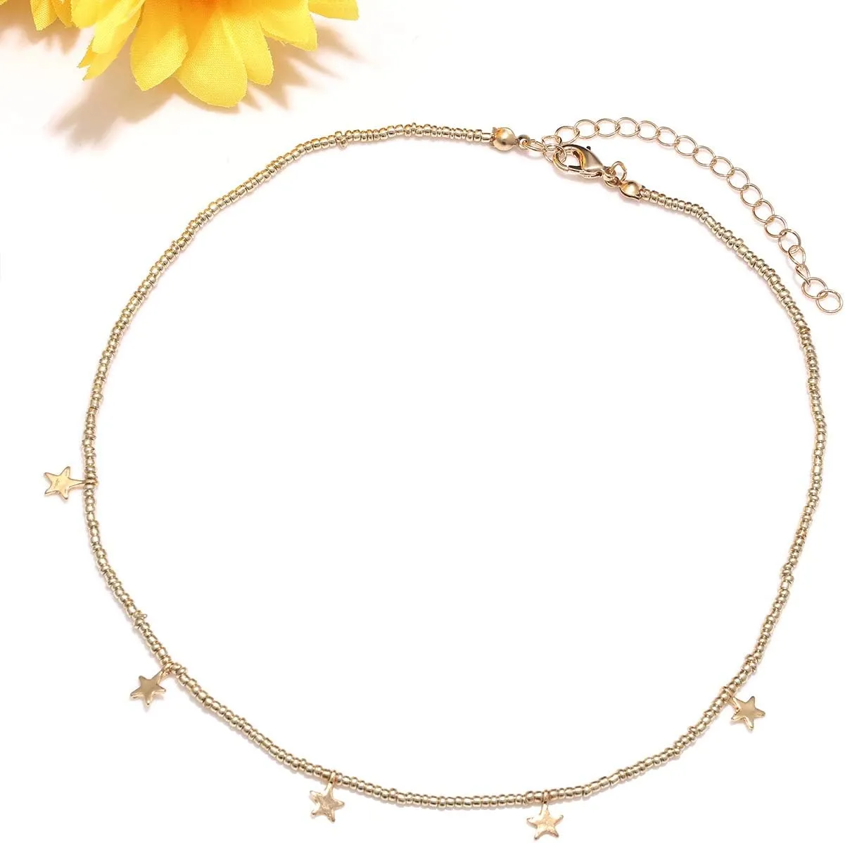Surfer Heishi Bead Choker Necklace for Woman Star Pearl Polymer Clay Record Disc Beads Layered Necklace Boho Beach Necklace jewelry