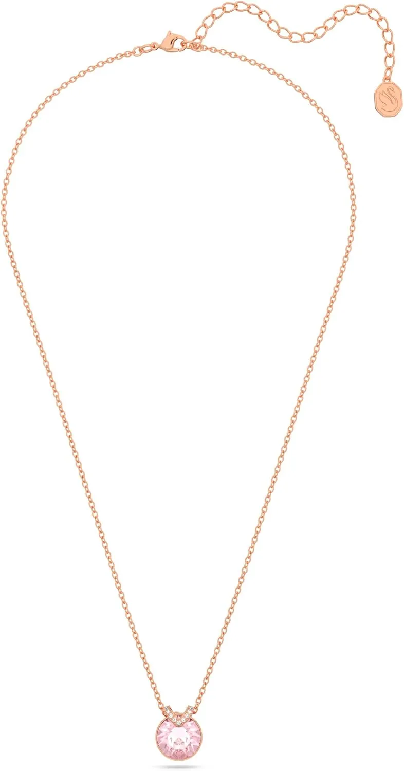 Swarovski Birthstone Pendant Necklace Collection, Square-Cut Stone and Crystals, Rhodium Finish