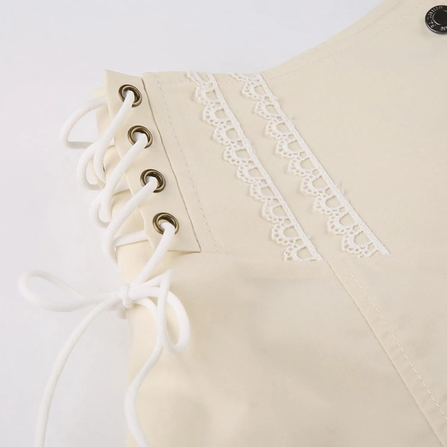 Sweet Mesh Tiered Ruffle Shorts Skirts Khaki Wide Form Side Bandage Cute Hot Pants Lolita Style Soft Girls Shorts Y2K