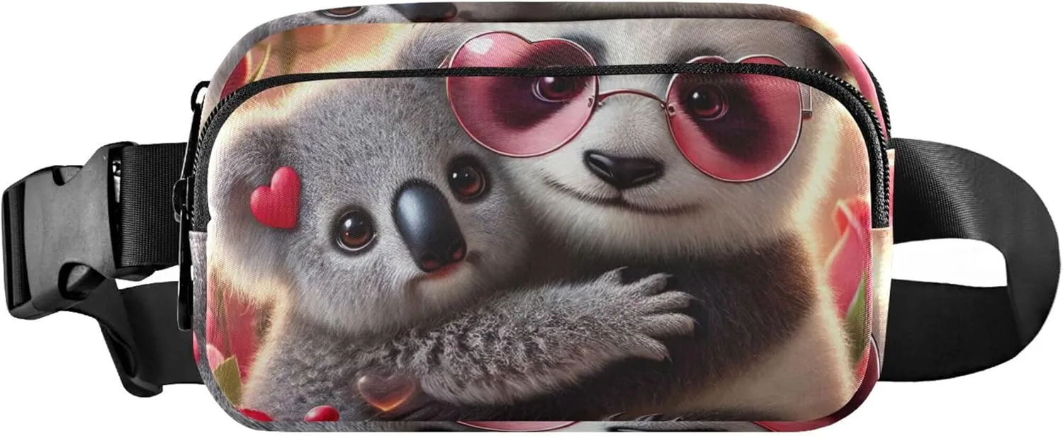 Sweet Panda Koala Love Vibes Womens Fanny Pack Anti Theft Belt Bag Waterproof Neon Waist Pouches for Men