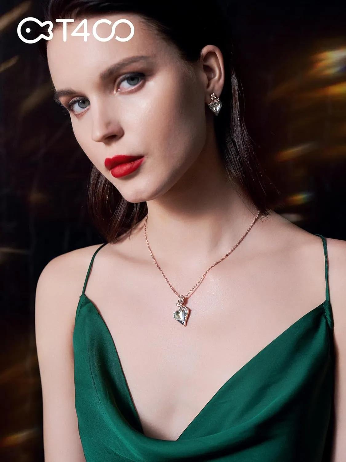 T400 Rose Heart Crystal Jewelry Sets for Women Birthday Anniversary for Her