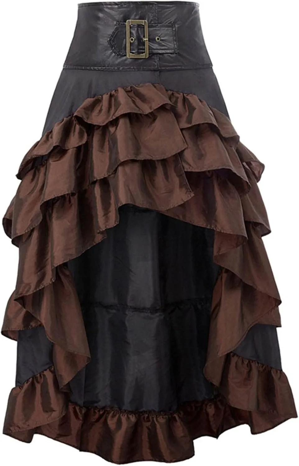 TANGNADE Women's Gothic Steampunk Skirt Victorian Renaissance High Low Retro Skirt Pirate Costume Skirt Party Clothes