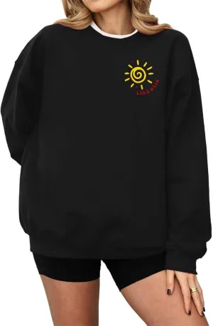 Teen Girls Preppy Sweatshirts Fashion Solid Cute Graphic Long Sleeve Crewneck Pullovers Fall Hoodless Loose Hoodie