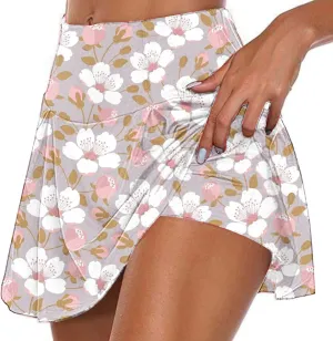 Tennis Skirts For Women With Shorts Lounge 2024 Printed Mid Rise Workout Shorts False 2 Piece Sets Loose Fit Shorts