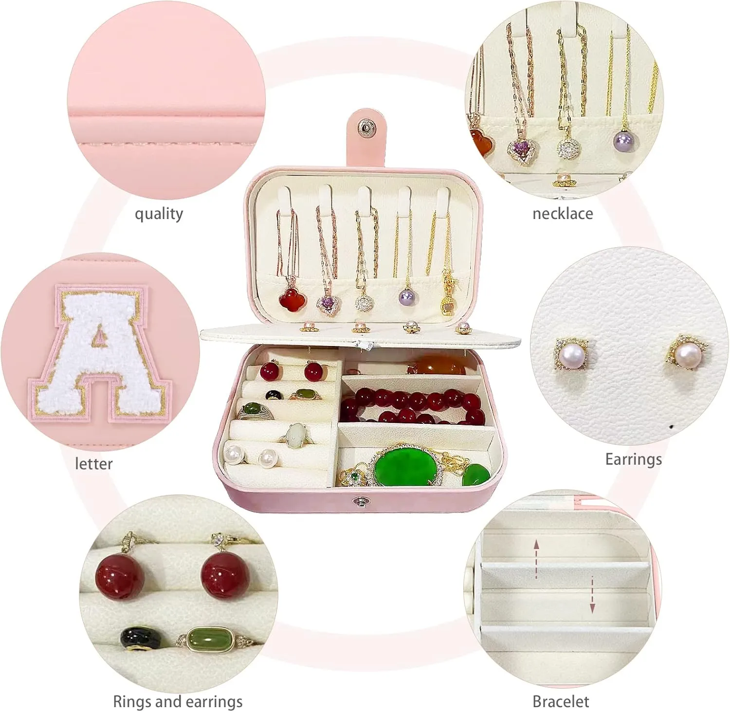 The Initial Jewelry Travel Case,Birthday Gifts For Wife, Mom, Grandma, Bridesmaids,Teen Girls Gifts(Y)