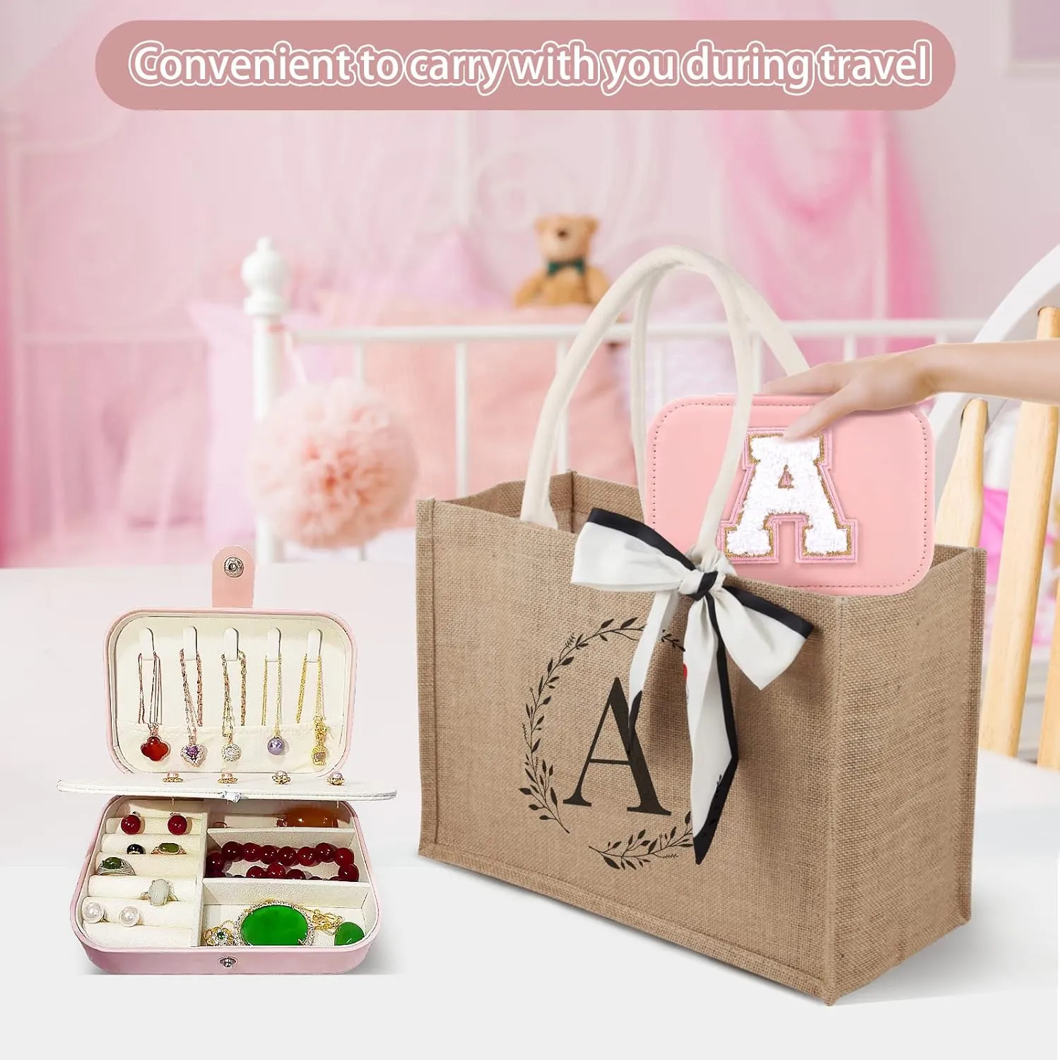 The Initial Jewelry Travel Case,Birthday Gifts For Wife, Mom, Grandma, Bridesmaids,Teen Girls Gifts(Y)