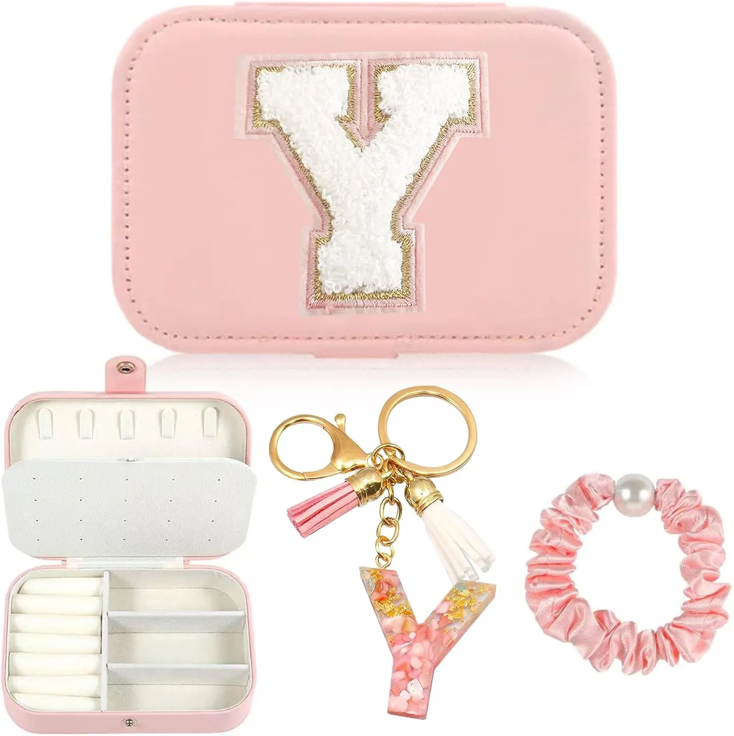 The Initial Jewelry Travel Case,Birthday Gifts For Wife, Mom, Grandma, Bridesmaids,Teen Girls Gifts(Y)