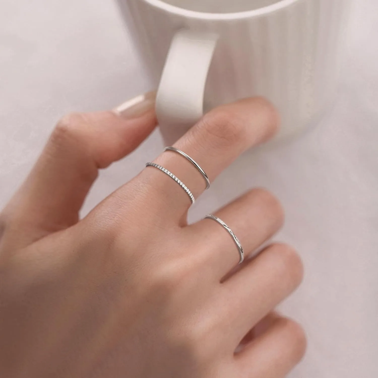 THUNARAZ 8Pcs 1mm Stainless Steel Rings for Women Men Fashion Plain Band Knuckle Stacking Midi Thumb Dainty Thin Rings Set Size 5-10 Silver Gold Tone