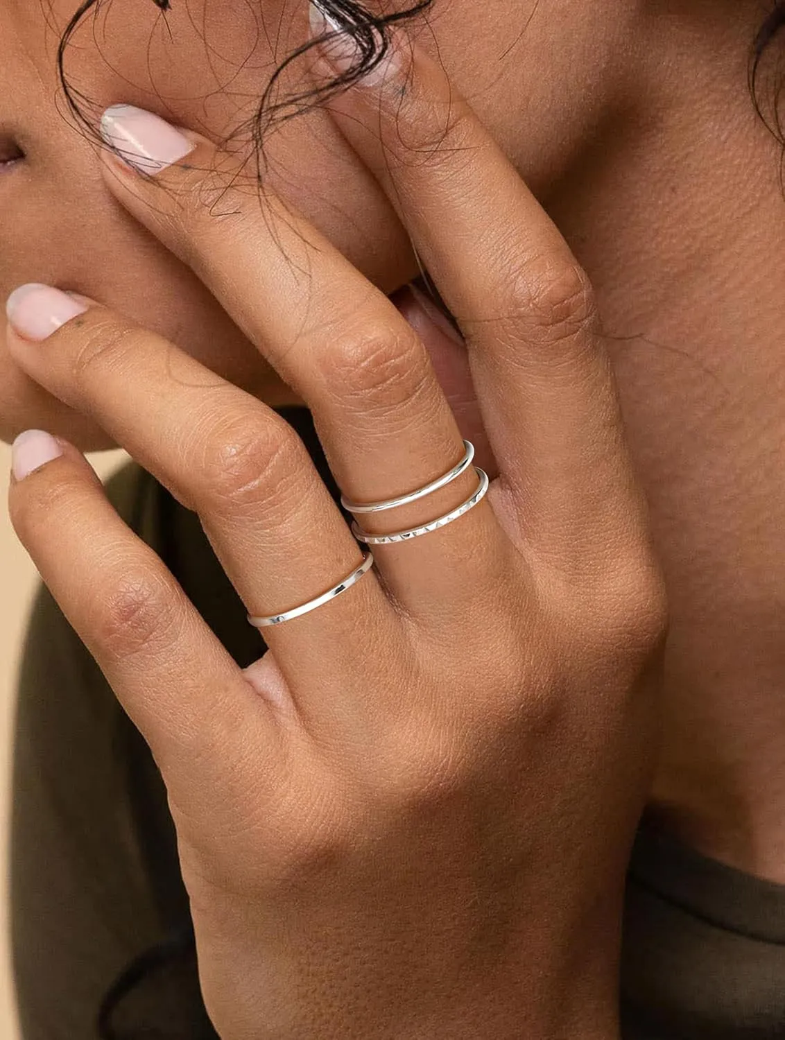THUNARAZ 8Pcs 1mm Stainless Steel Rings for Women Men Fashion Plain Band Knuckle Stacking Midi Thumb Dainty Thin Rings Set Size 5-10 Silver Gold Tone