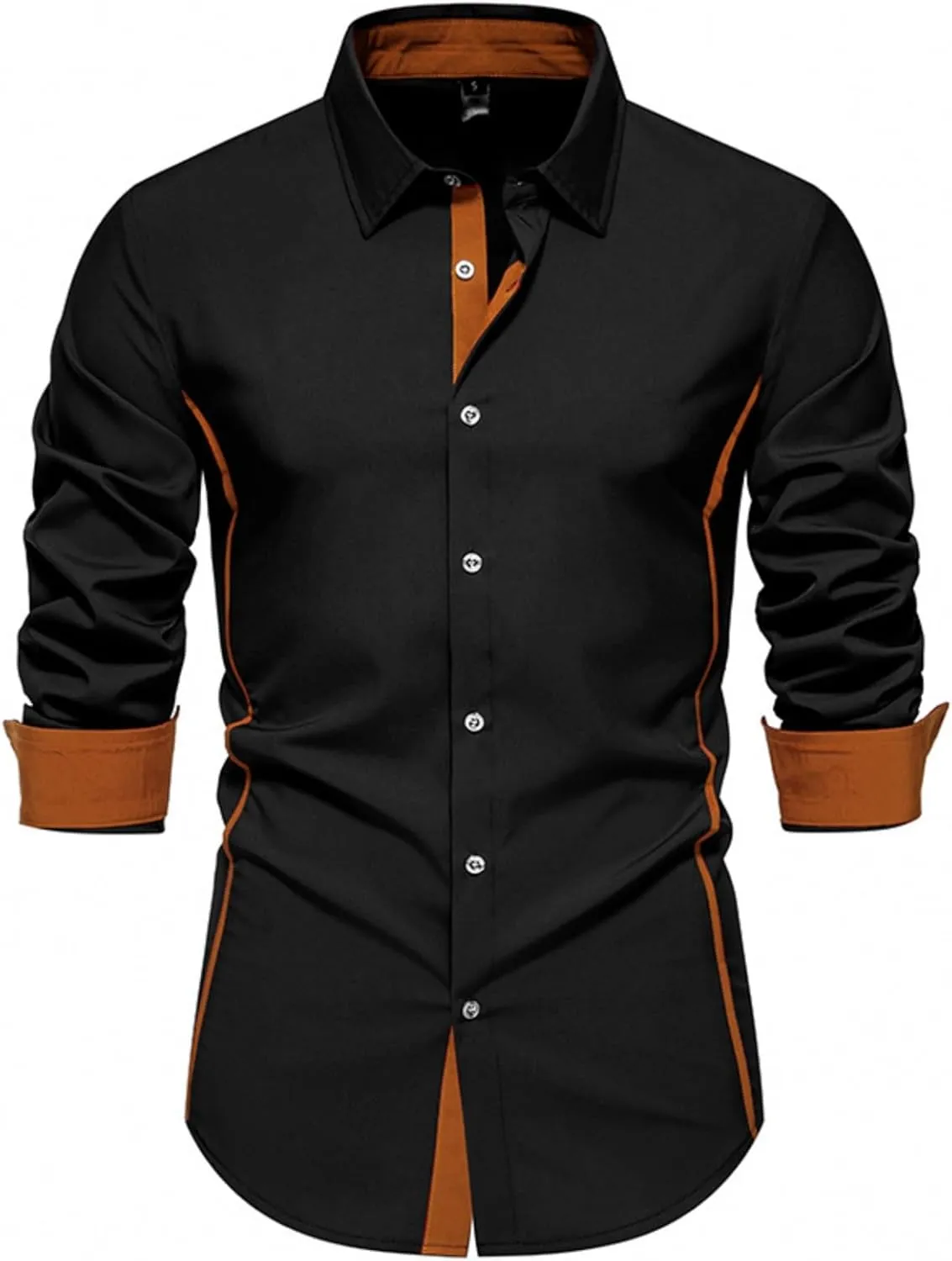 TIFIYA Men's Long Sleeve Shirt Slim Fit Business Casual Dress Shirt