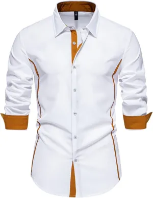 TIFIYA Men's Long Sleeve Shirt Slim Fit Business Casual Dress Shirt