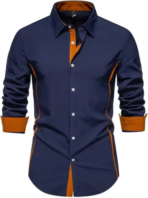 TIFIYA Men's Long Sleeve Shirt Slim Fit Business Casual Dress Shirt