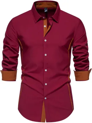 TIFIYA Men's Long Sleeve Shirt Slim Fit Business Casual Dress Shirt