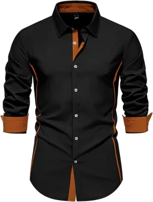 TIFIYA Men's Long Sleeve Shirt Slim Fit Business Casual Dress Shirt