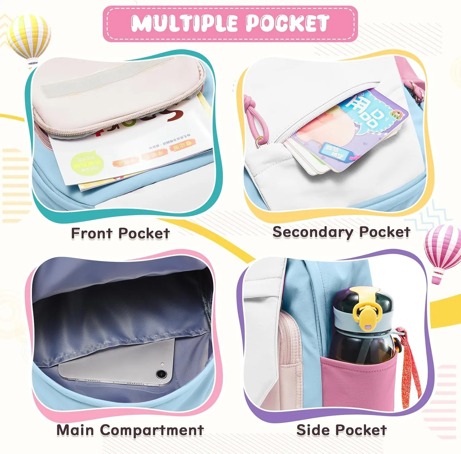 Toddler Backpack for Girls, Kids Backpack for 2-4, Small Preschool Kindergarten Bookbag Cute Mini Travel Backpacks Pink Blue