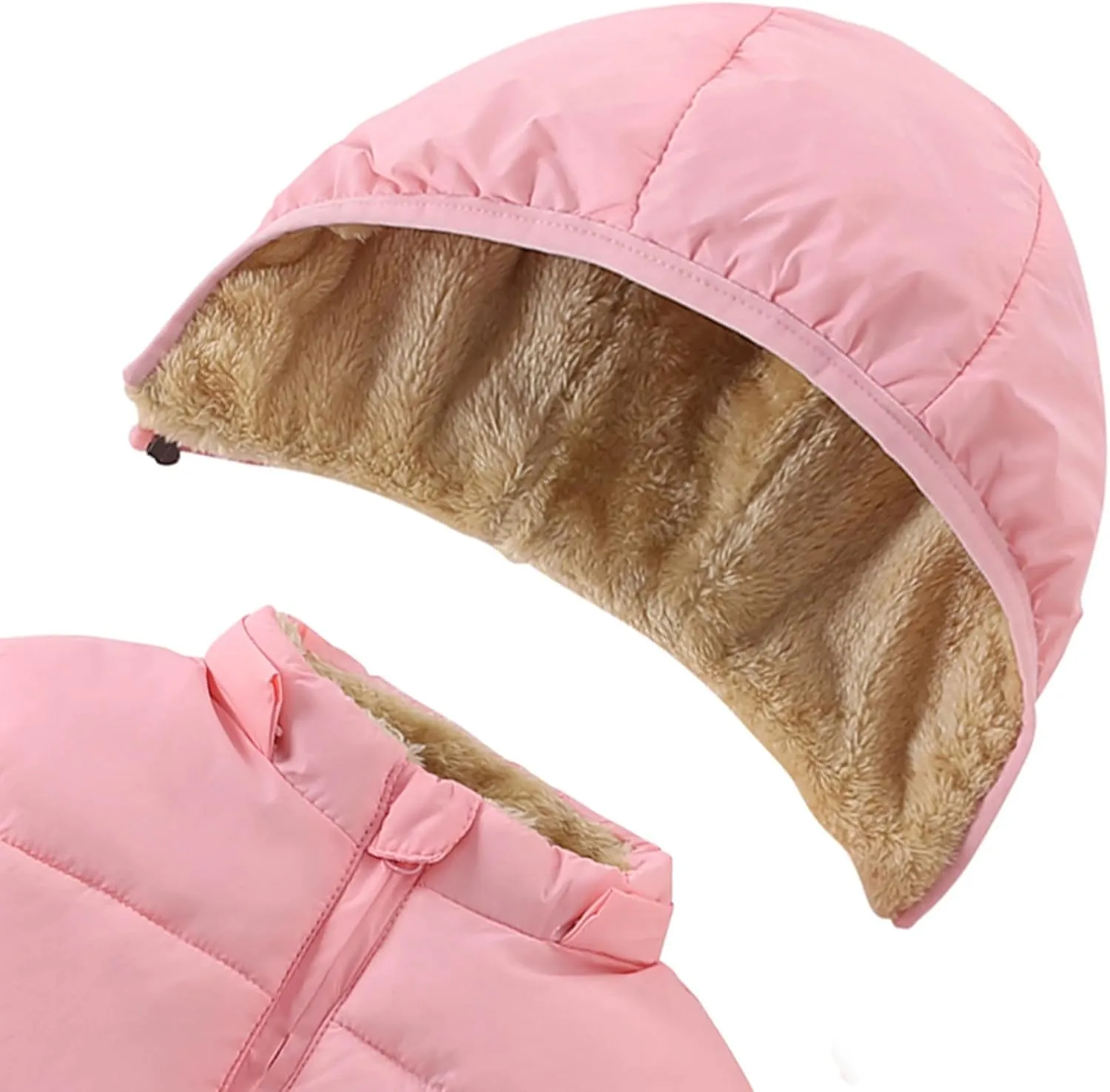 Toddler Winter Puffer Vest Fleece Hooded Sleeveless Jacket Padded Down Waistcoat Outwear for Baby Boys Girls