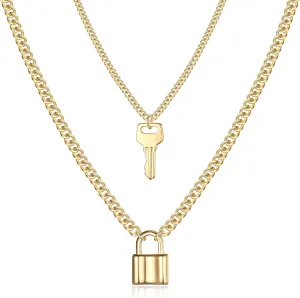 Turandoss Dainty Layered Choker Necklace, Handmade 14K Gold Plated Y Pendant Necklace Multilayer Bar Disc Necklace Adjustable Layering Choker Necklaces for Women