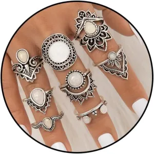 Turquoise Ring Sets for Women Western Turquoise Stacking Knuckle Rings Bohemian Vintage Stackable Finger Ring Non Tarnish Stacking Thumb Ring Western Jewelry Accessories