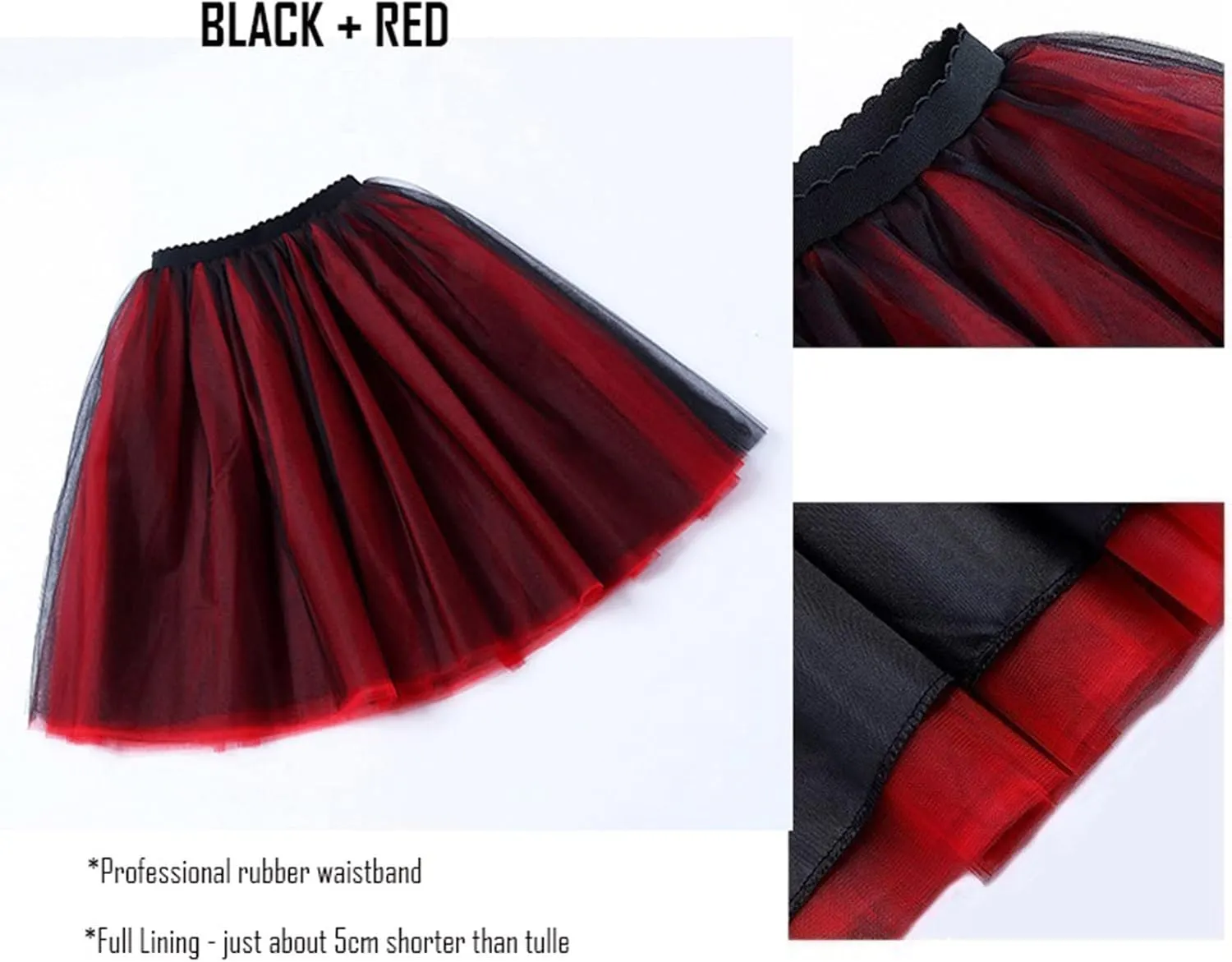 Tutu Skirt Women's Knee Length 6-Layered Wedding Party Wrap Skirt Black Tulle