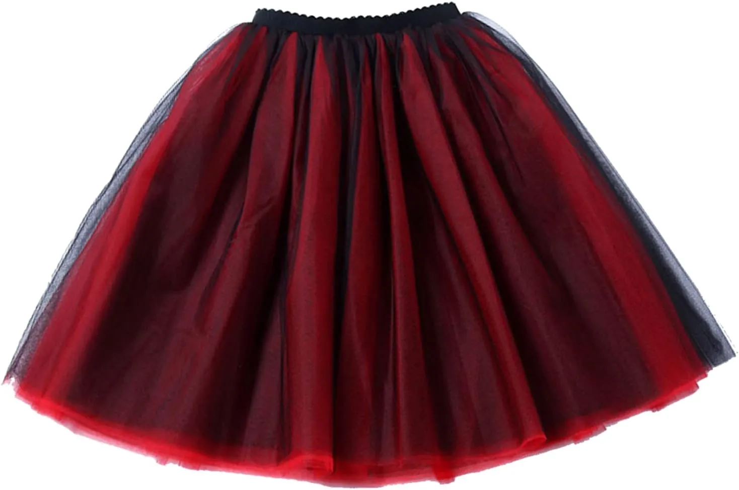 Tutu Skirt Women's Knee Length 6-Layered Wedding Party Wrap Skirt Black Tulle